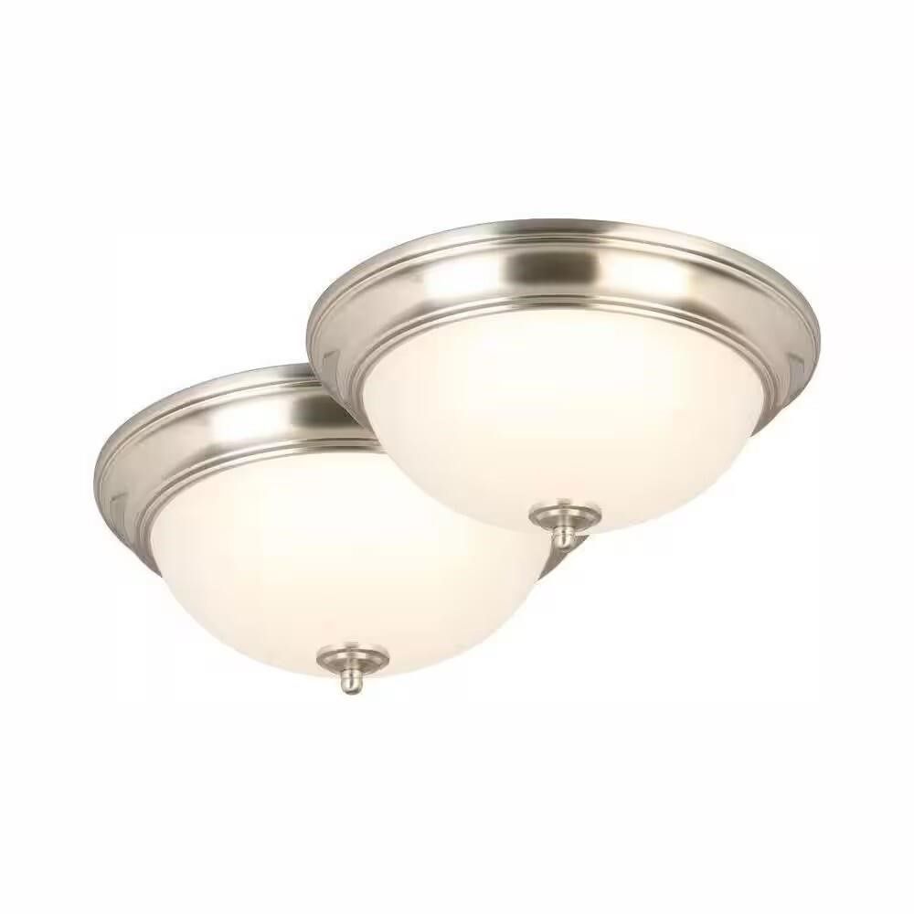 13 in. Brushed Nickel LED Flush Mount Light (2-Pack)