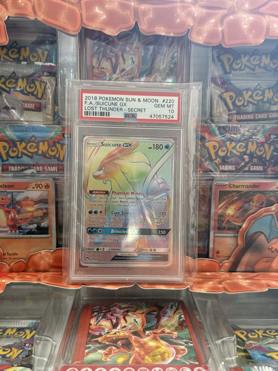 Pokemon Cards - PSA 10 Suicune GX 220/214 Lost Thunder Rainbow Secret Rare Pokemon Card GEM MINT