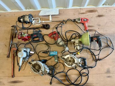 Assorted power tools.
