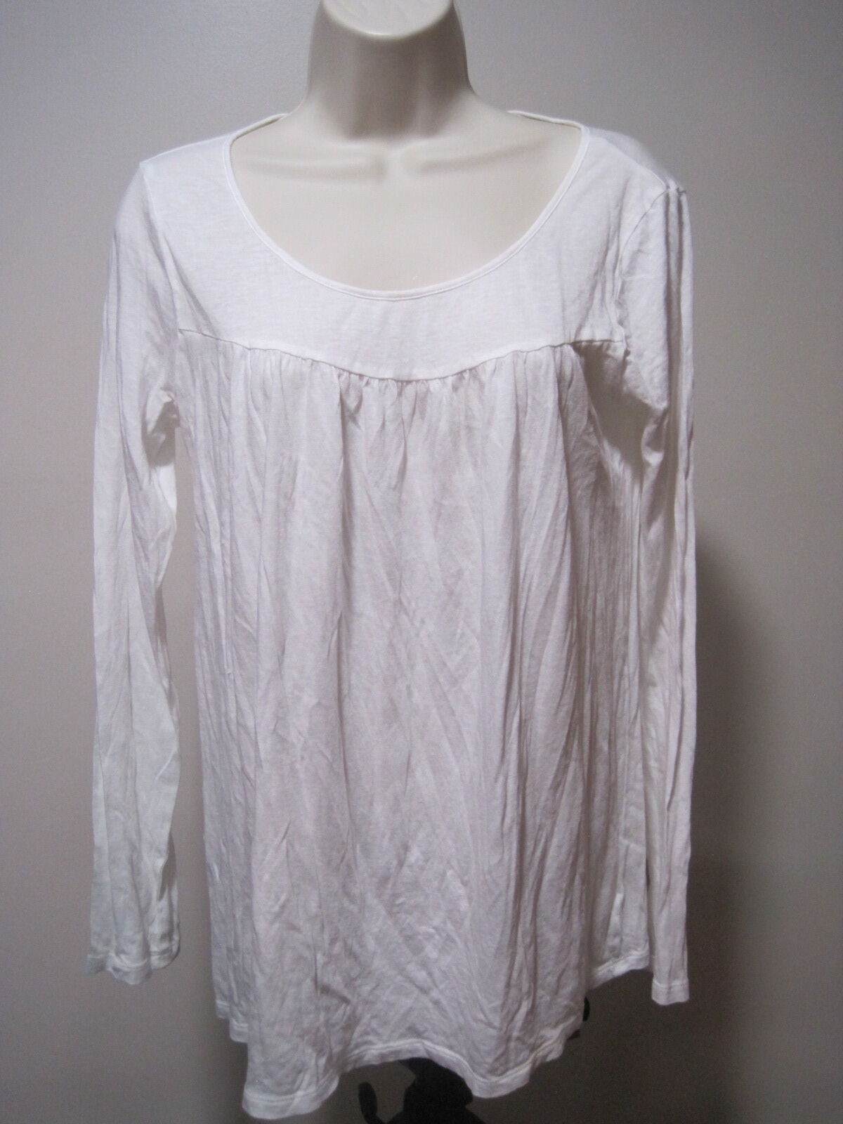 Women’s Express Solid White Cotton Modal Pullover Long Sleeve Shirt Size Medium