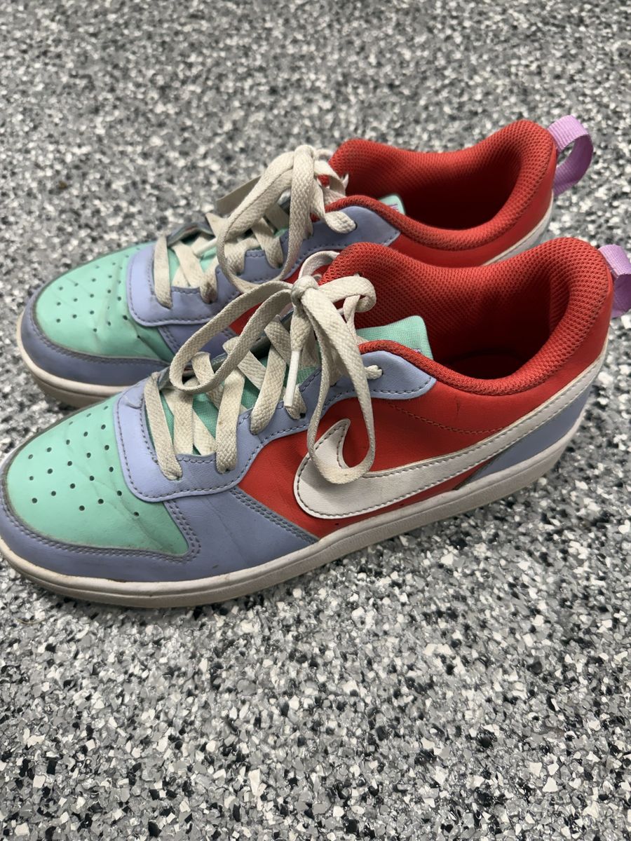 Nike Court Borough Low 2 Kids' Casual Sneakers - Multi-Color (Red, Mint, Lavender) - Size 6.5Y