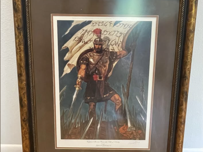 Captain Moroni Raises the Title of Liberty framed print - Arnold Friberg (signed)
