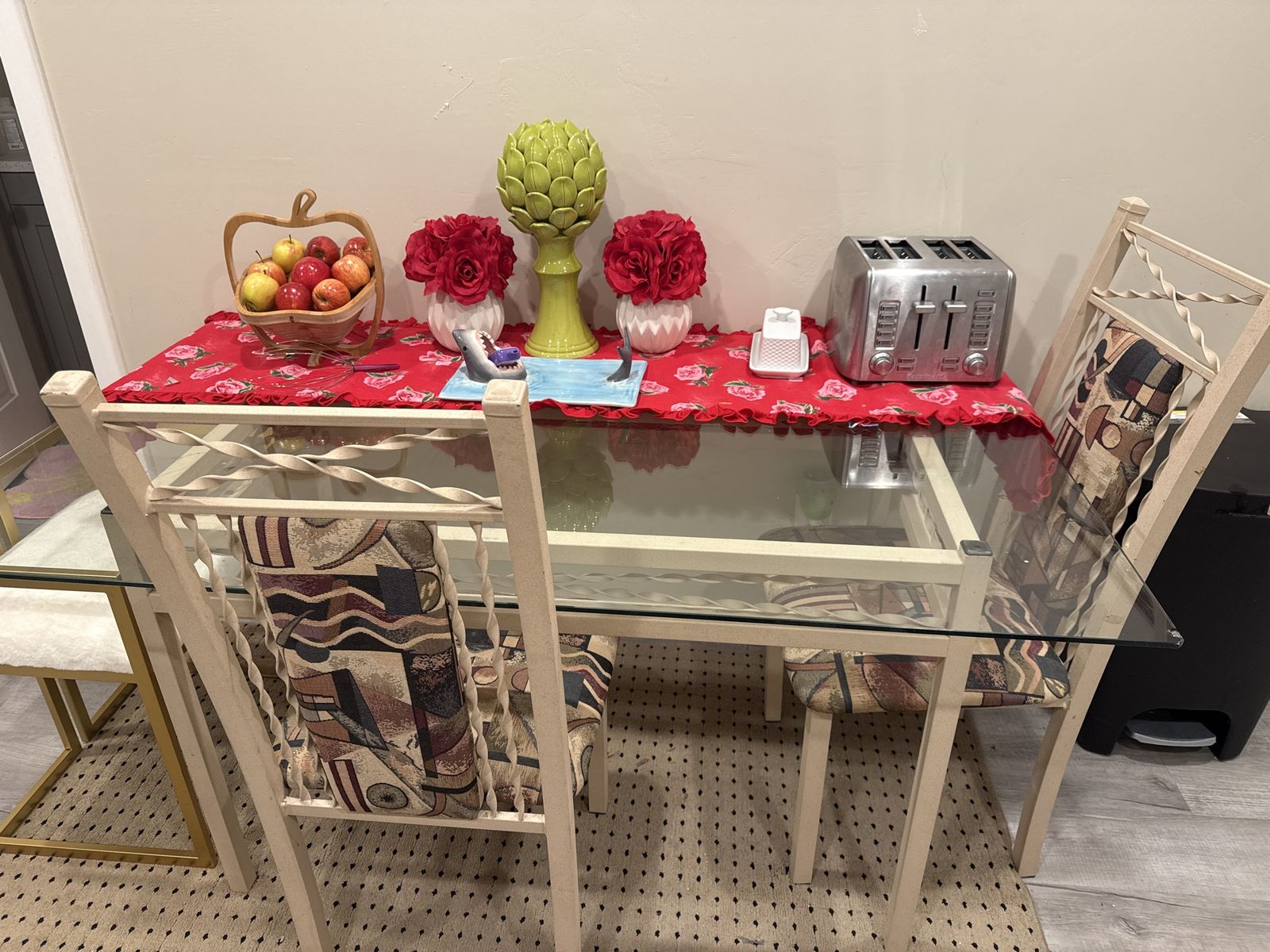 Kitchen table with six matching chairs