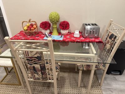 Kitchen table with six matching chairs