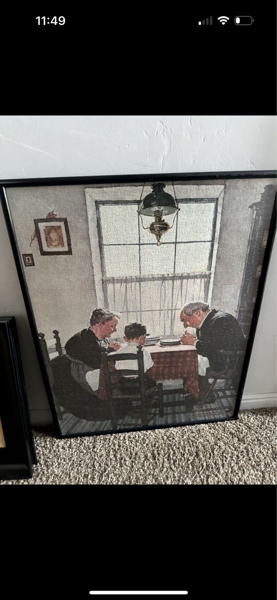 Framed Norman Rockwell Jigsaw Puzzle - "Grace" - Completed & Display Ready
