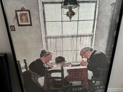 Framed Norman Rockwell Jigsaw Puzzle - "Grace" - Completed & Display Ready