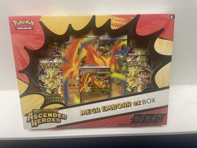 Pokemon TCG Mega Emboar EX Box - Ascended Heroes with Promo, Lenticular, 4 Boosters