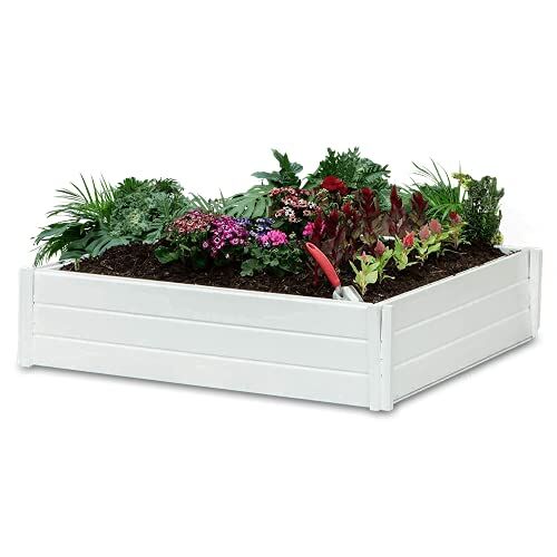 Raised Garden Bed - 48" x 48" Square White Vinyl Planter Box - Raised Garden Box for The Backyard, Patio, Balcony