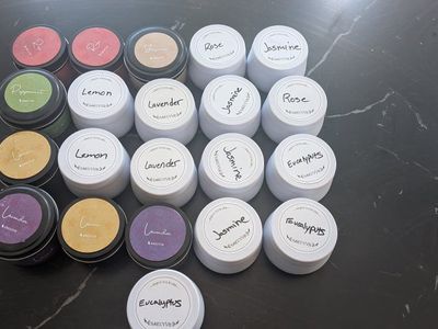 Assorted Scented Candles in Tins - Lavender, Rose, Jasmine, Eucalyptus, Peppermint, Lemon