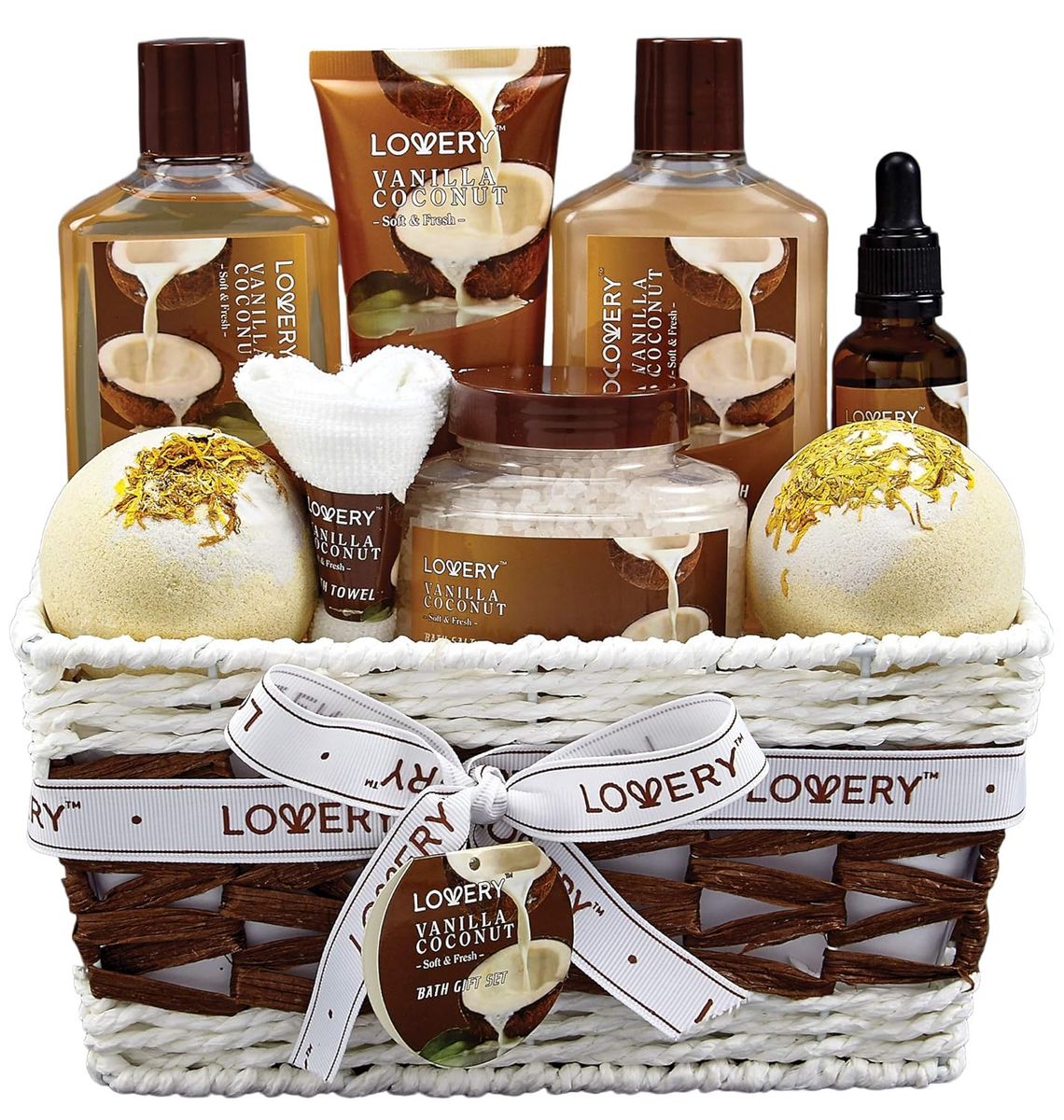 Gift basket for Mothers day– 9 Piece Set of Vanilla Coconut Home Spa Set