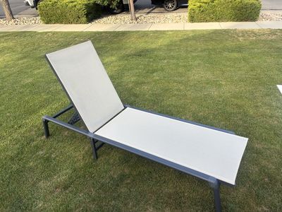 Outdoor Adjustable Chaise Lounge Chair - Gray Frame, Light Gray Fabric