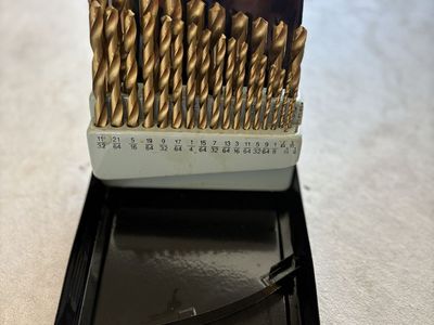 29-Piece Fractional Drill Bit Set (1/16"-1/2") Gold-Colored Titanium Never Used