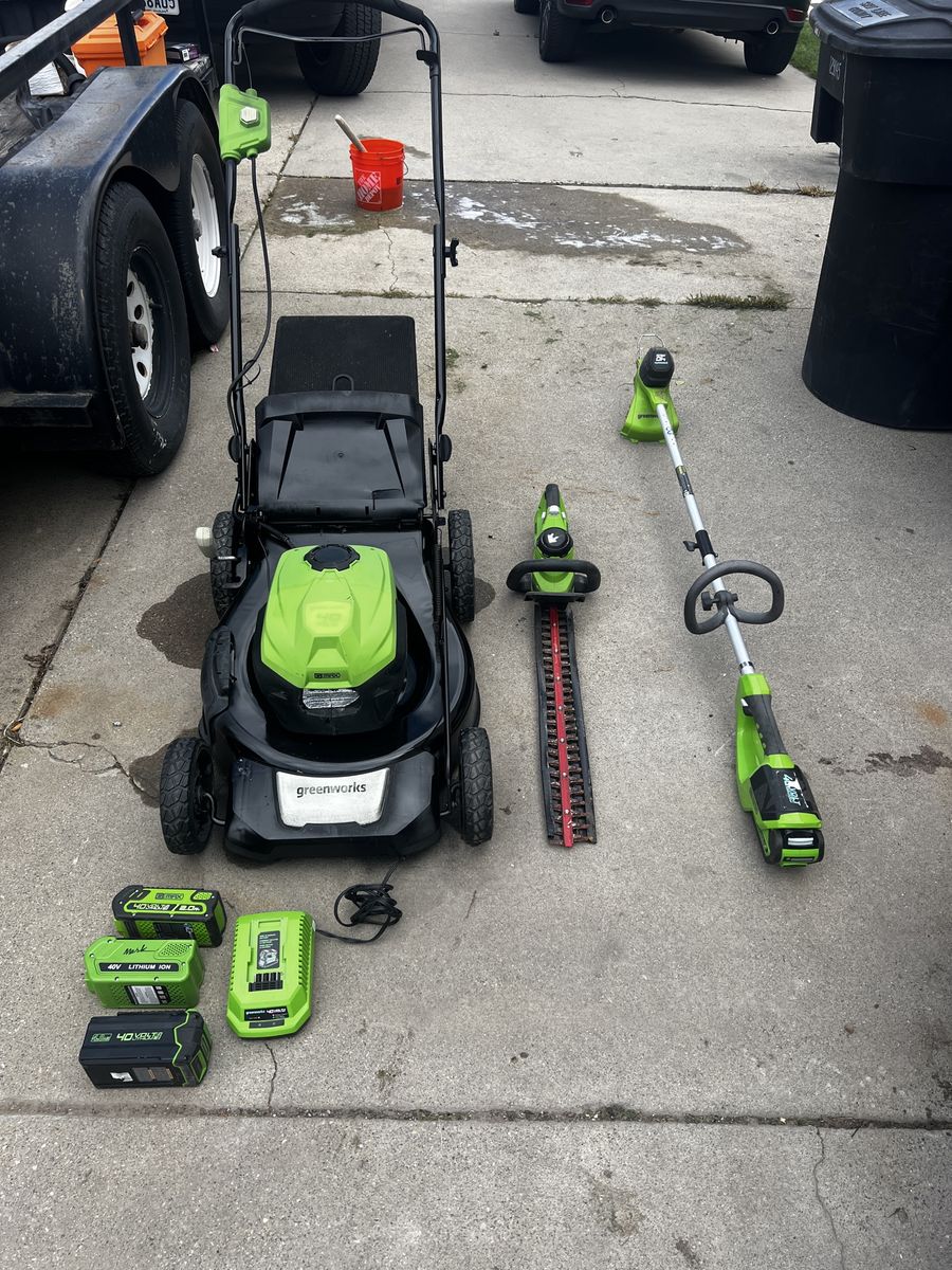 Greenworks mower - Trimmer - Hedge trimmer pkg.