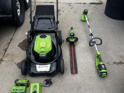 Greenworks mower - Trimmer - Hedge trimmer pkg.
