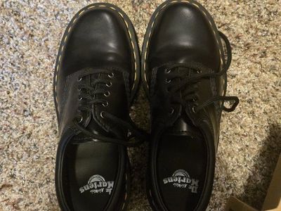 Dr. Martens 8053 Quad Polished Smooth Leather Platform Shoes, Black, UK 6 / US Women's 8