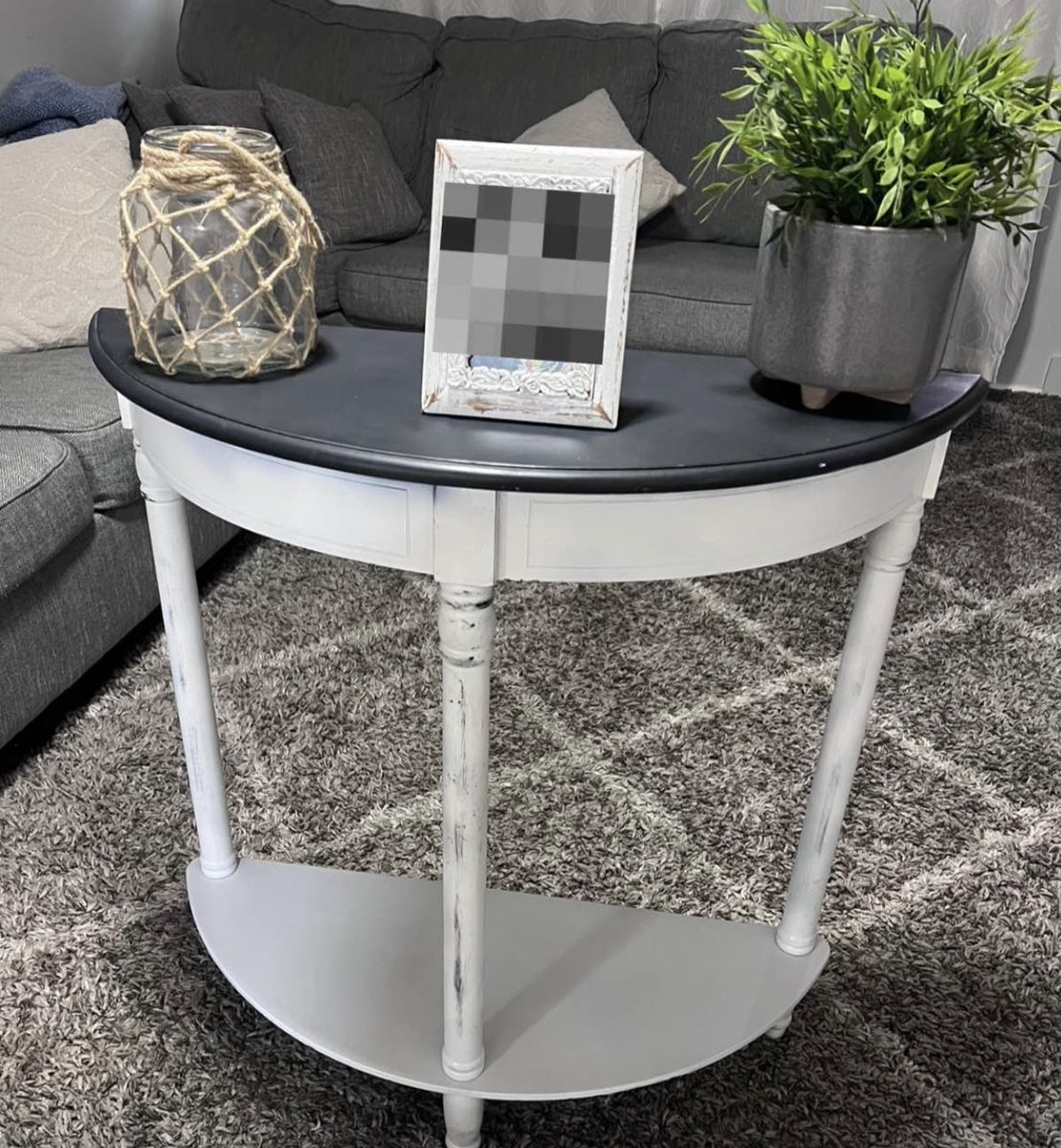 Half-Moon Console Table, Distressed White & Gray, Entryway/Hallway Accent Furniture