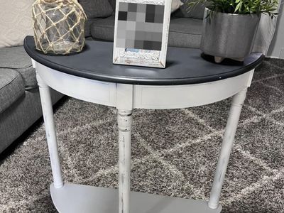 Half-Moon Console Table, Distressed White & Gray, Entryway/Hallway Accent Furniture