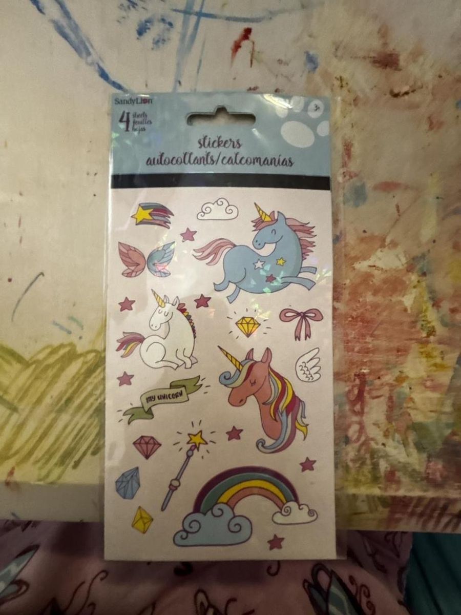 SandyLion Unicorn & Rainbow Stickers - 4 Sheets Craft Decal Pack ST4139