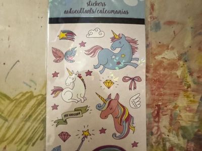 SandyLion Unicorn & Rainbow Stickers - 4 Sheets Craft Decal Pack ST4139