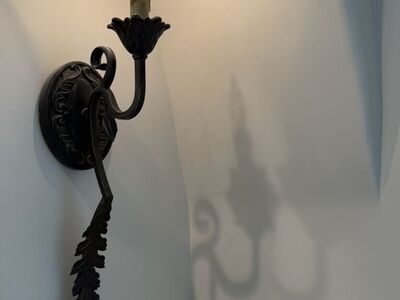 Set of 4 ornate wrought iron wall sconces traditio