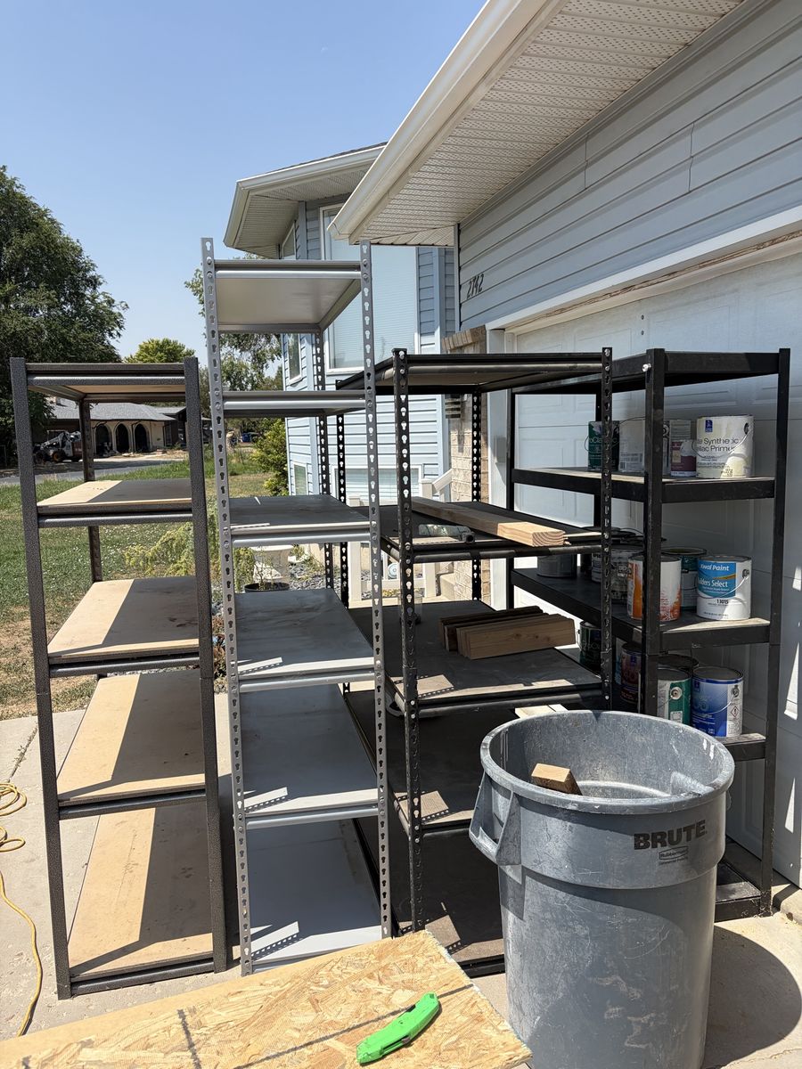 Metal storage shelves