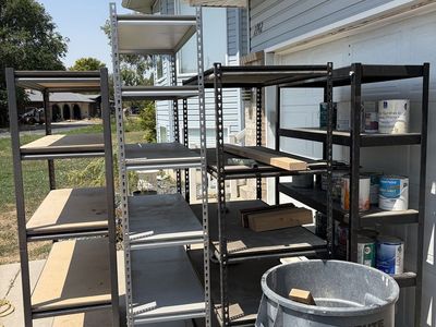 Metal storage shelves