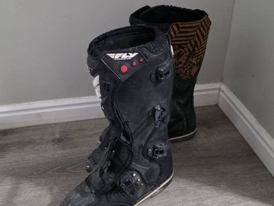 Fly Racing Maverick MX Motorcycle Boots Black Size 12 Men's Dirt Bike Off-Road