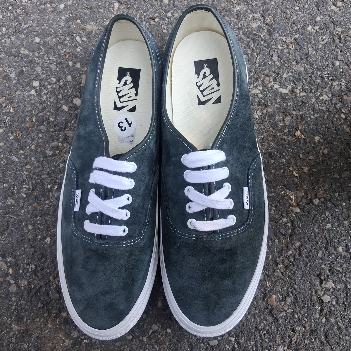 Size 13 Mens Authentic Green Suede Vans