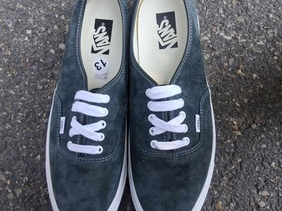 Size 13 Mens Authentic Green Suede Vans