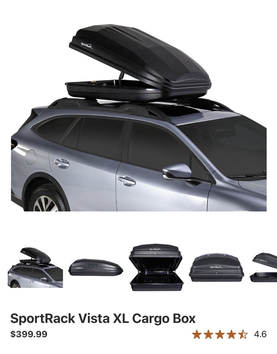 SportRack Vista XL Cargo Box - Black, Roof-Mounted for Extra Storage, Excellent Condition