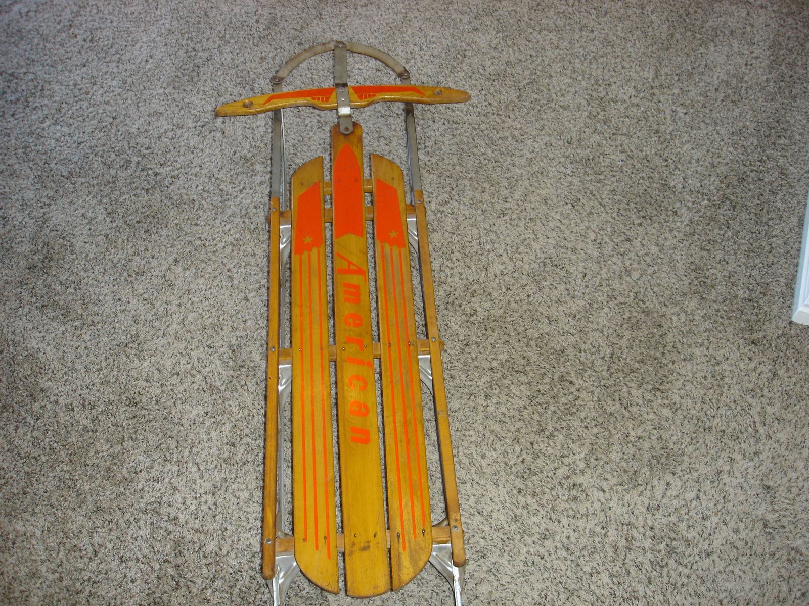 VINTAGE "American" Toboggan/Sleigh - Birthwood slats and metal runners~ MINT Condition!