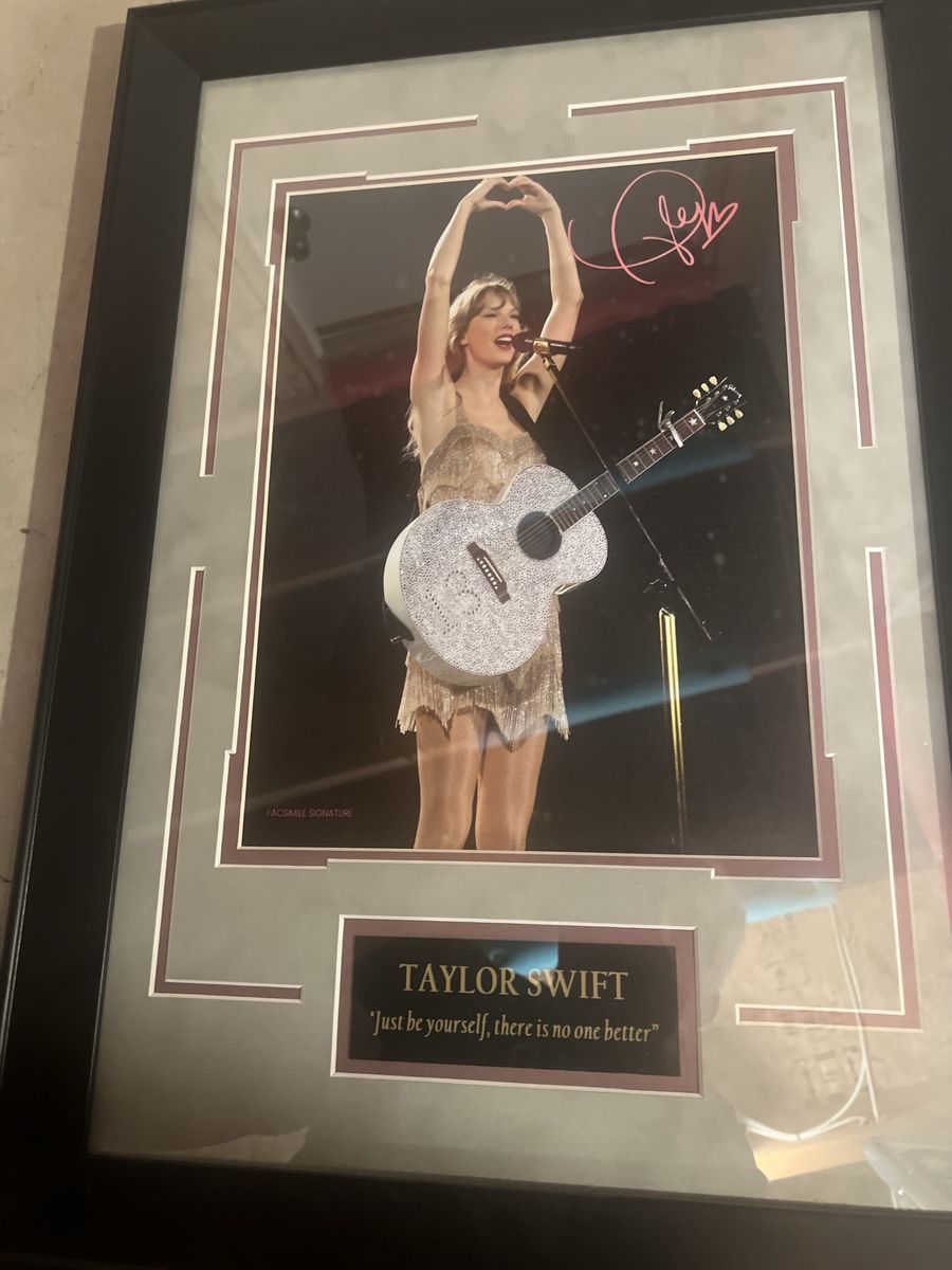Taylor Swift Framed Heart Hands Photo with Facsimile Signature & Quote