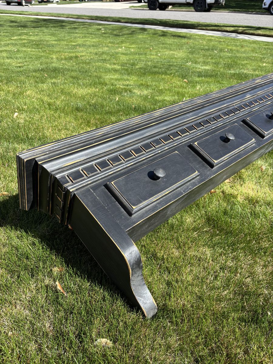 Black Wood Shelf, Mantle‐Style Accent Piece