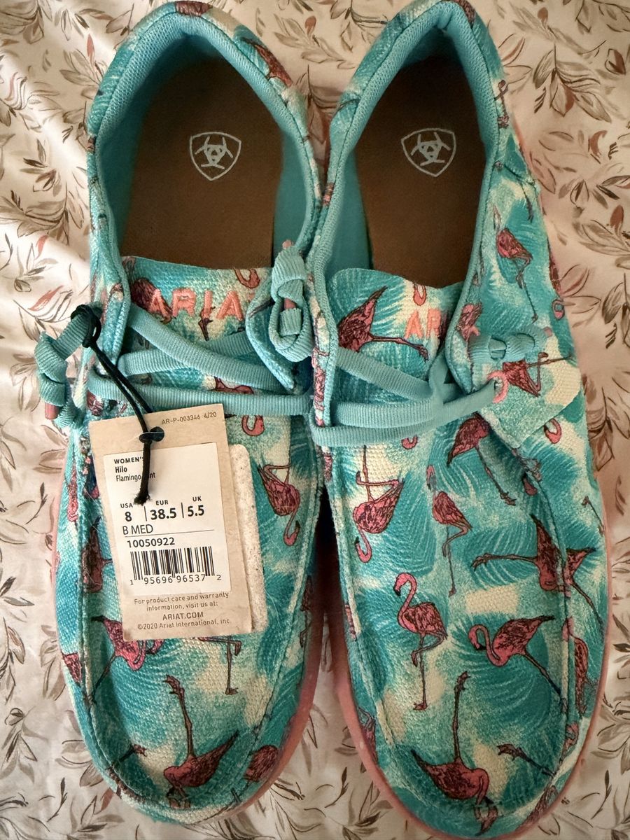 New! Cute ARIAT SIZE 8 Pink Flamingo Slip Ons