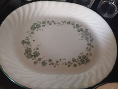 Vintage Corelle Ivy Dinnerware Set: Plates, Platters & Glasses
