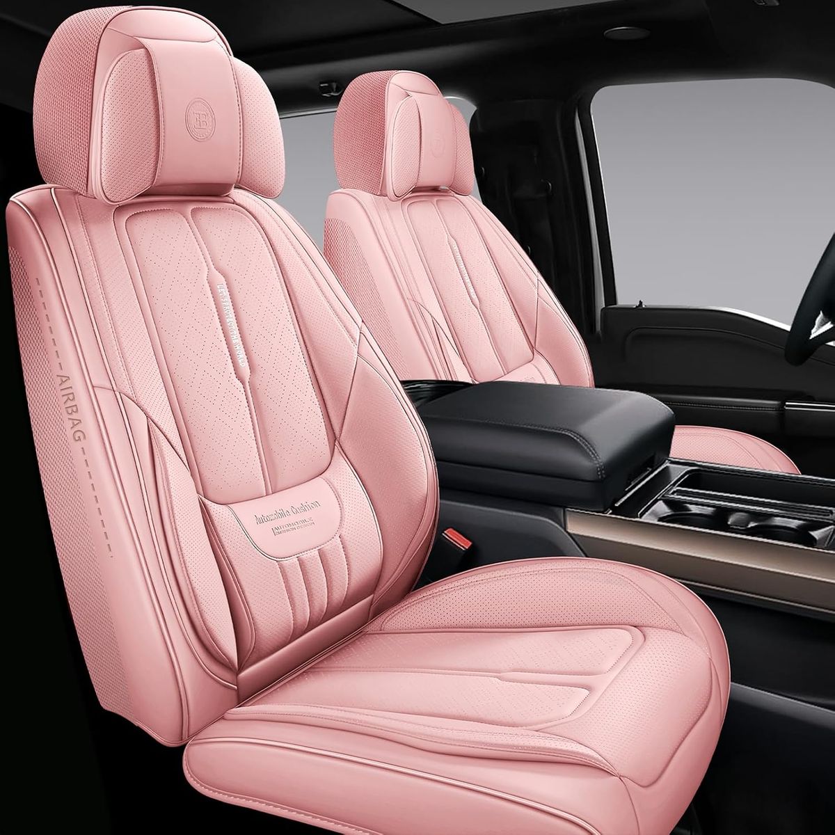 NEW Universal Leather Car Seat Covers Full Coverage,Waterproof Custom Fit for Cars,SUVs and Trucks Pink