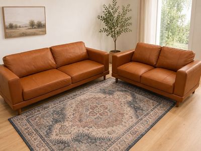 Leather Sofa & Loveseat Set - Modern Design, Excellent Condition