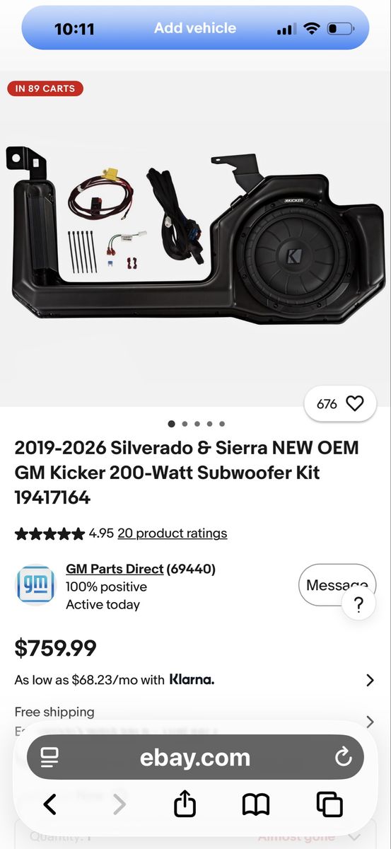 2019-2026 Silverado/Sirrea Gm Kicker Subwoofer kit
