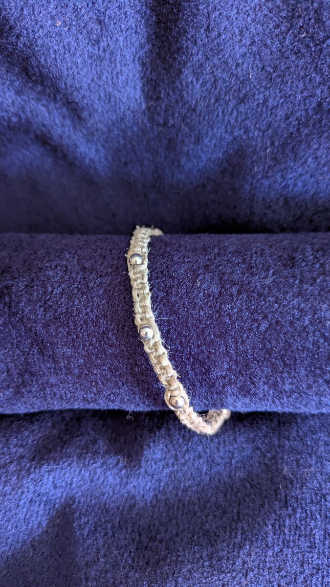Sterling silver beaded hemp bracelets and necklaces
