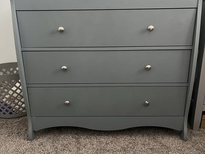 Gray Changing Table with 3 Drawers - Good Condition Baby Nursery Furniture