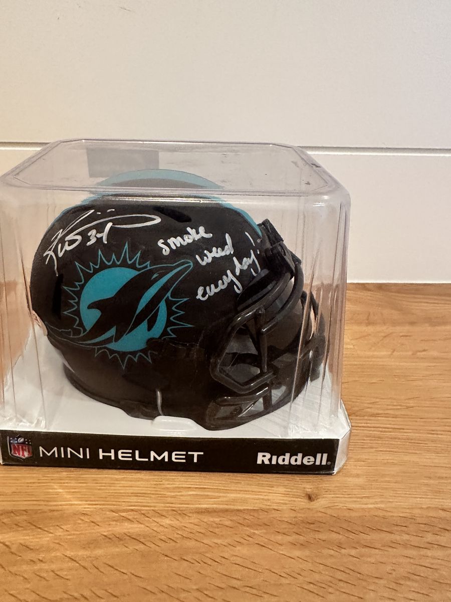 Ricky Williams Signed Dolphins Eclipse Mini Helmet with visor  – PSA Witnessed + Rare Inscription