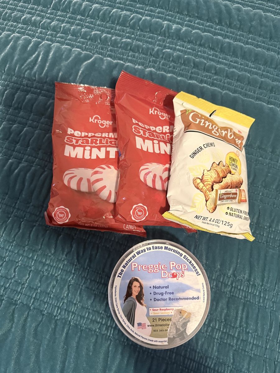 Pregnancy Nausea Relief Bundle: Preggie Pop Drops, Ginger Chews, Peppermint Mints