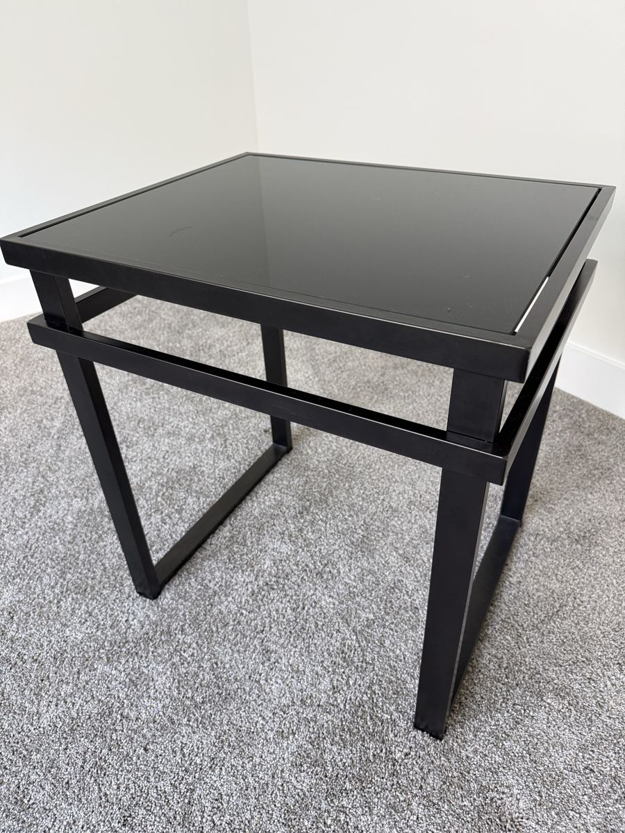 Modern Black Metal and Glass Accent Table / End Table -2 available