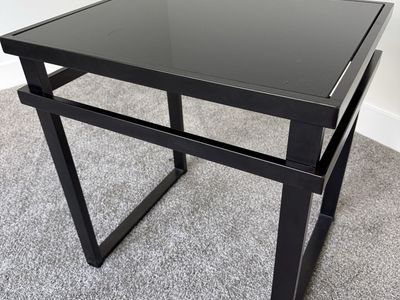 Modern Black Metal and Glass Accent Table / End Table -2 available