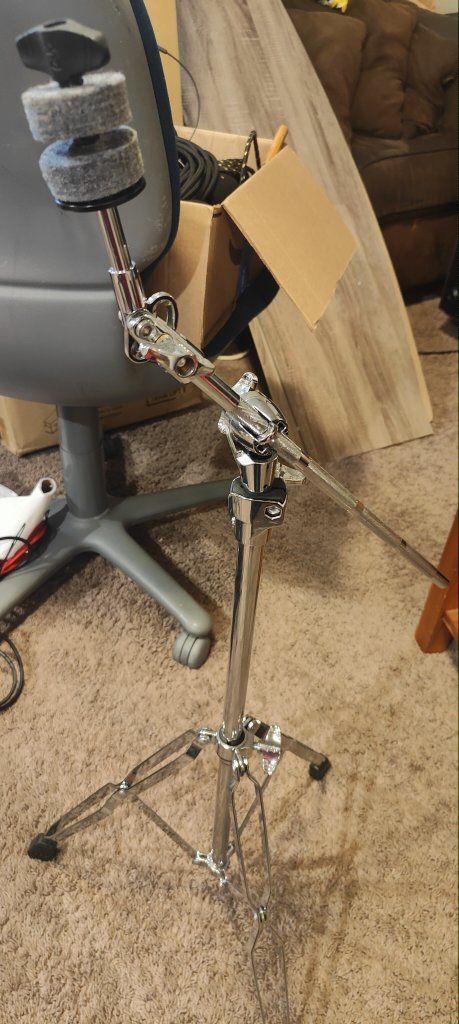 Chrome Drum Cymbal Boom Stand with Double Braced Legs