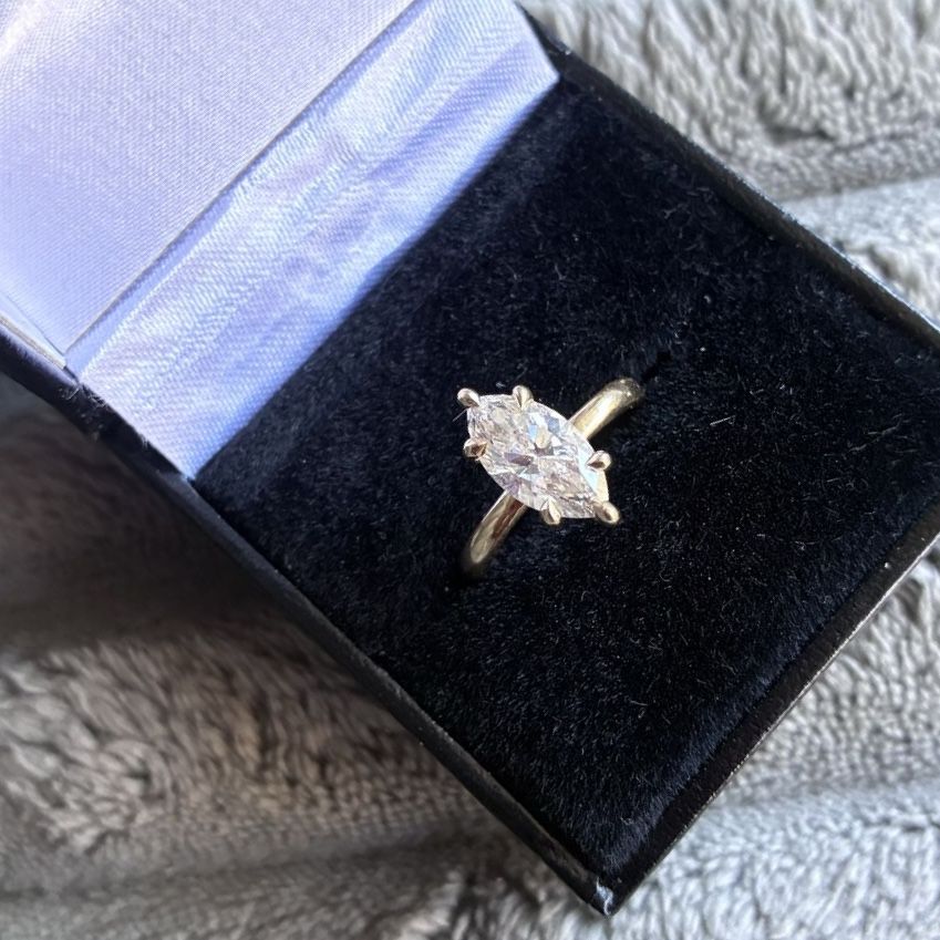 14k yellow gold marquise wedding ring