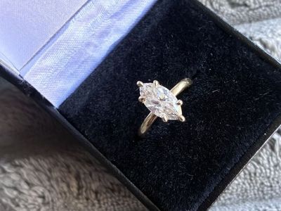 14k yellow gold marquise wedding ring