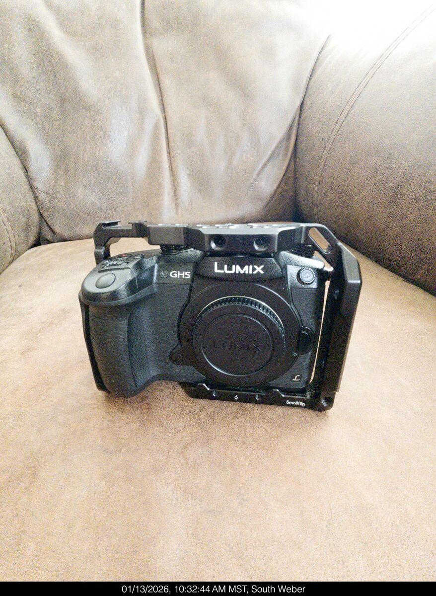 Panasonic LUMIX GH5 with accessories in excellent condition.