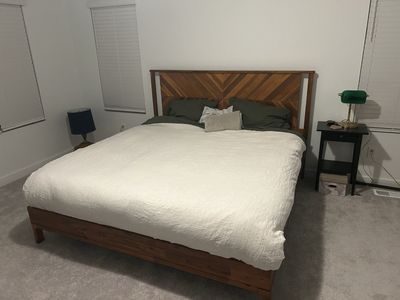BMe Vivian Deluxe Rustic Gel Queen Platform Bed Frame with Headboard