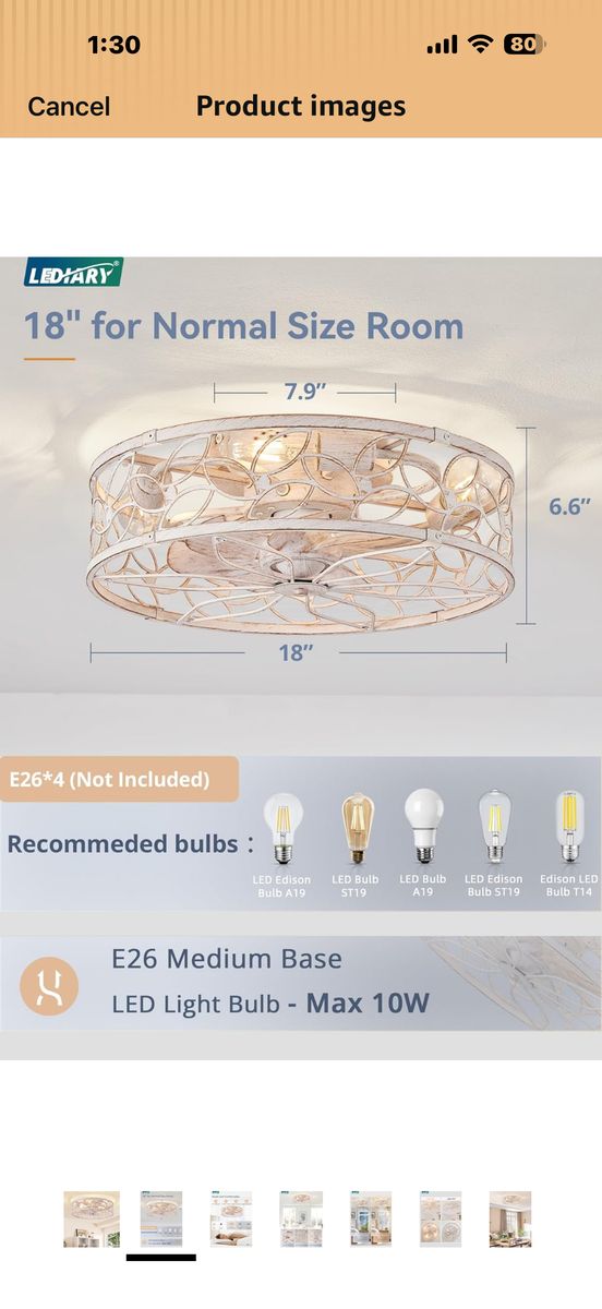 LEDIARY Caged Ceiling Fans with Lights